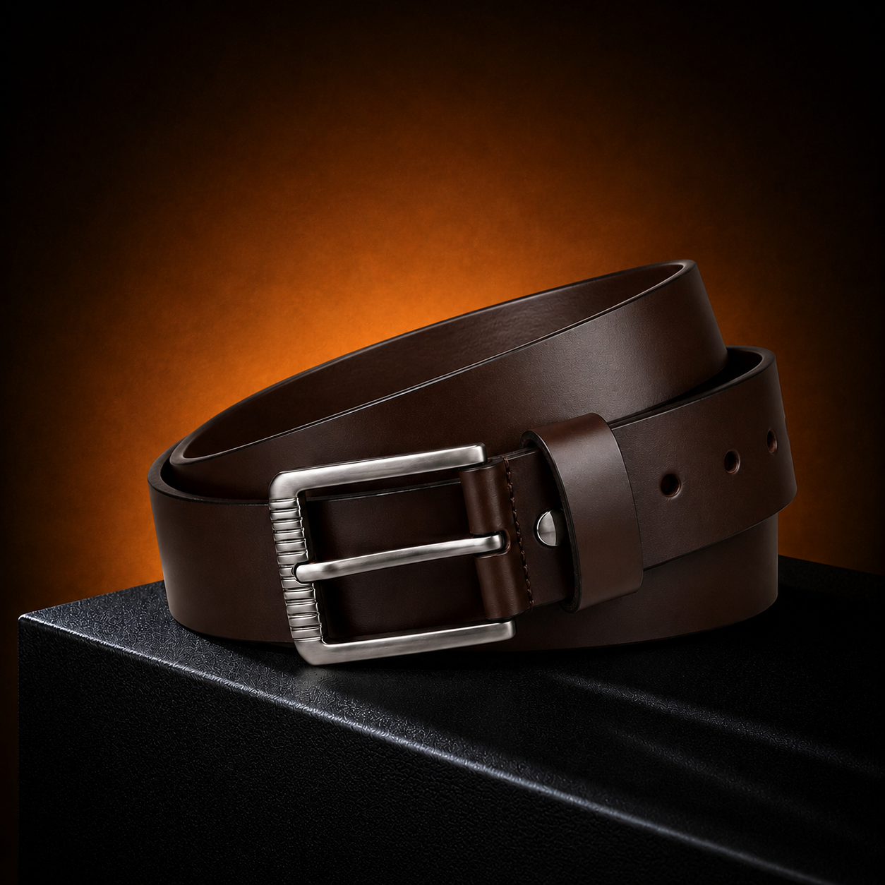 LEYAR Premium Smooth Brown Leather Belt – Classic Metal Timber Buckle