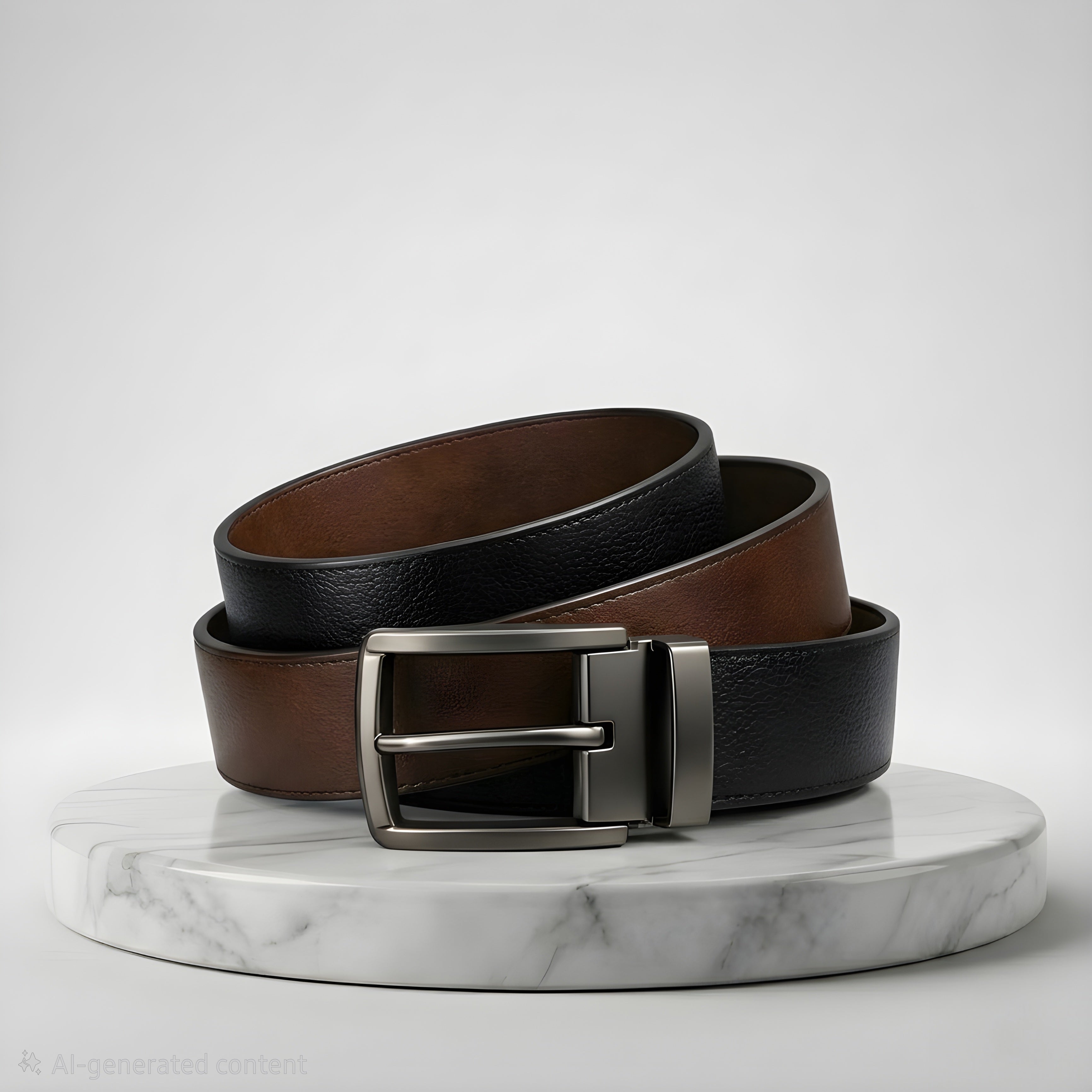 LEYAR Premium Reversible Black & Brown Leather Belt – Rotating Buckle