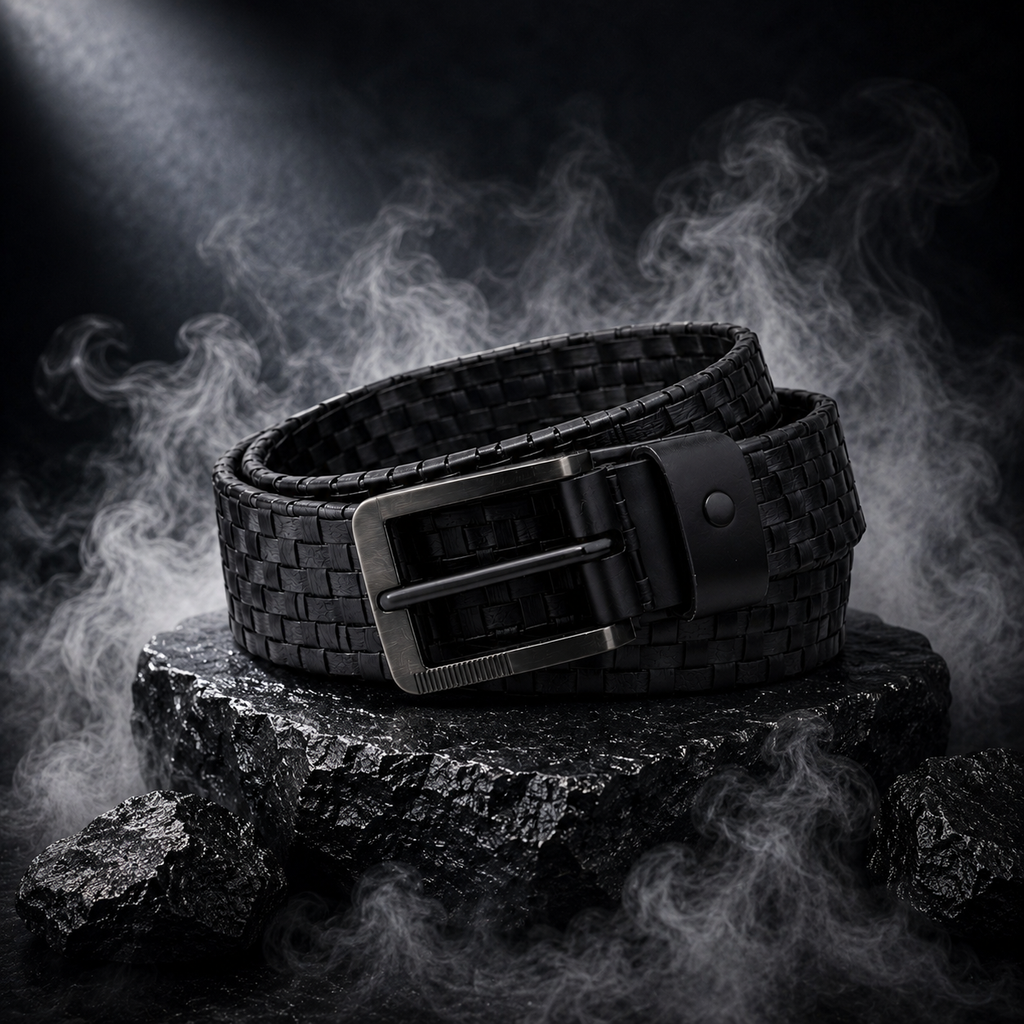 LEYAR Premium Textured Black Leather Belt