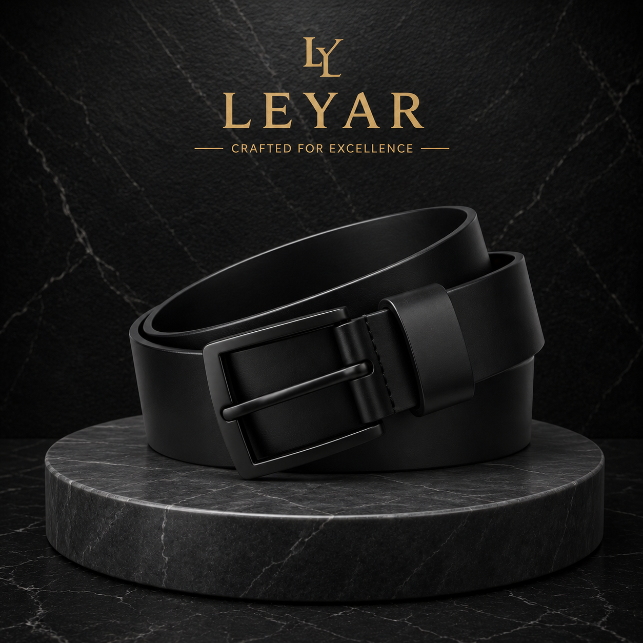LEYAR Premium Smooth Black Leather Belt – Matte Black Buckle