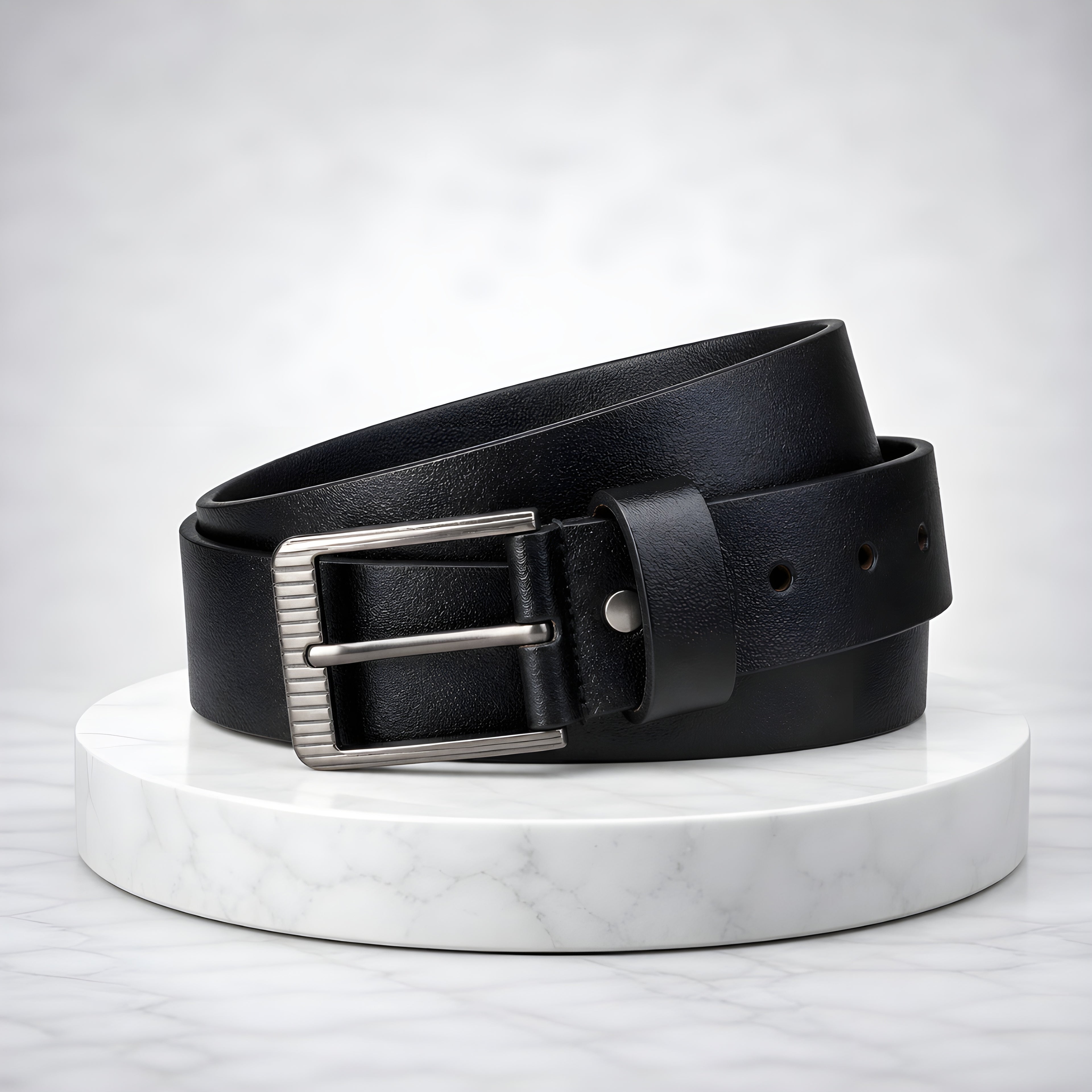 LEYAR Premium Black Leather Belt – Classic Textured Finish