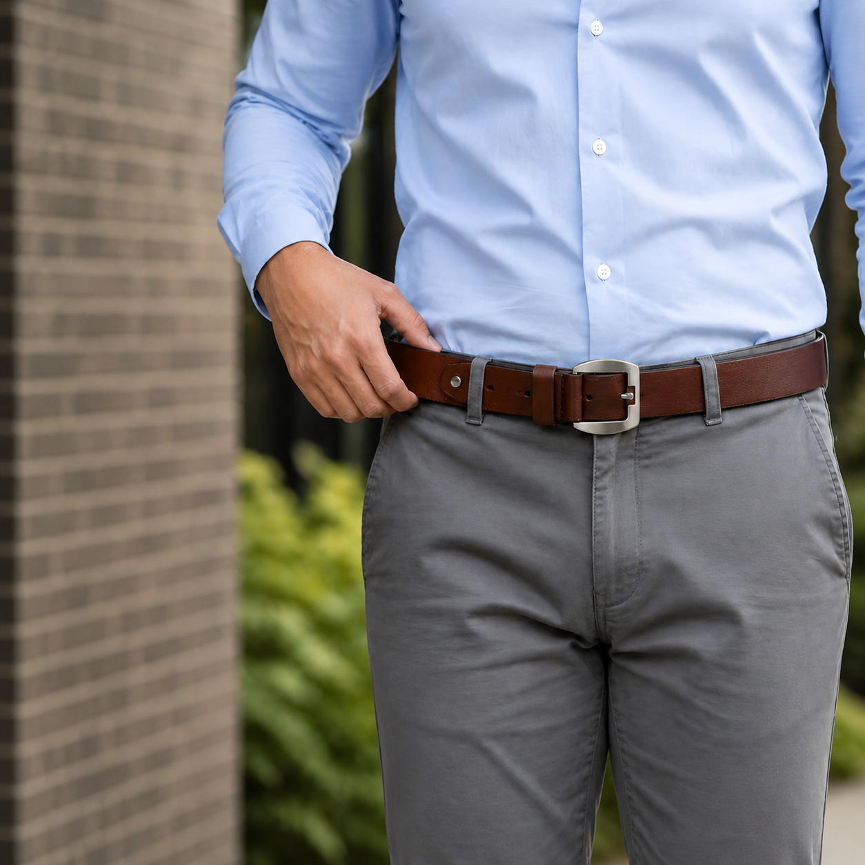LEYAR Premium Brown Genuine Leather Belt – Classic Metal Buckle