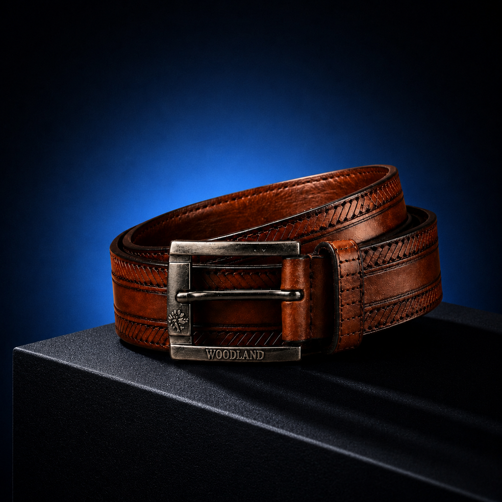 LEYAR Premium Textured Brown Leather Belt – Classic Metal Buckle