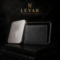 LEYAR Genuine Leather Bi-Fold Wallet for Men with Coin Pocket, ID Window & Premium Gift Box
