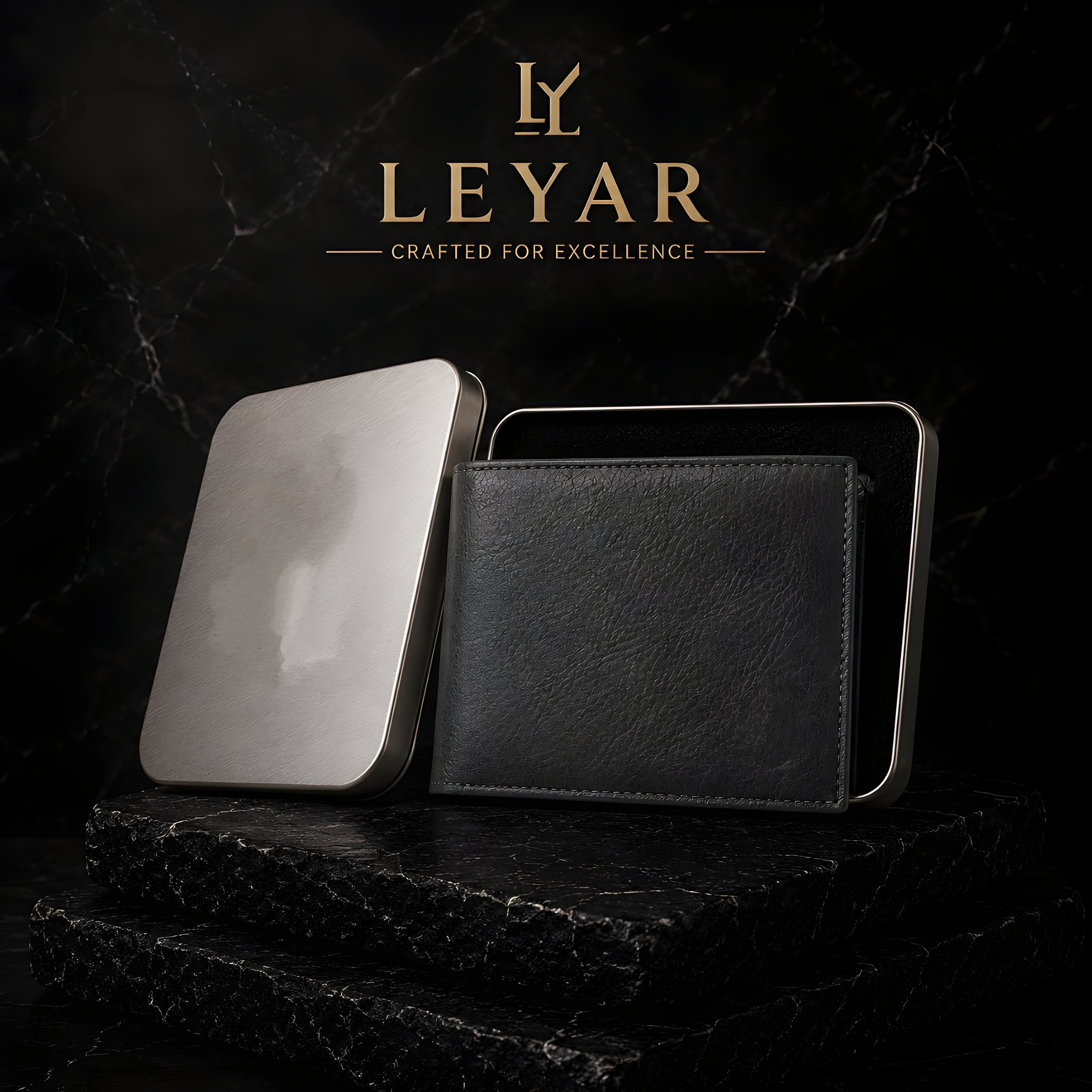 LEYAR Genuine Leather Bi-Fold Wallet for Men with Coin Pocket, ID Window & Premium Gift Box