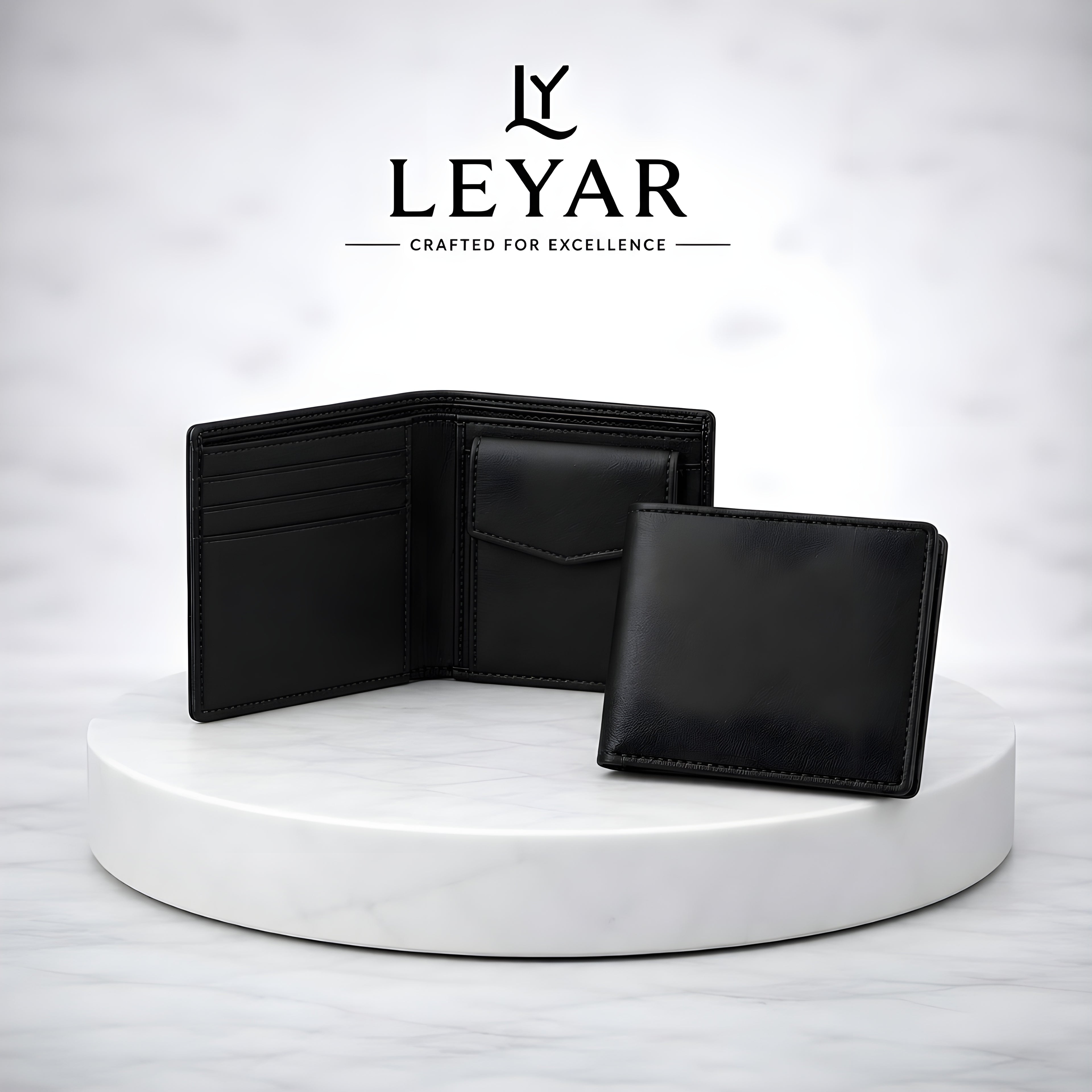 LEYAR Genuine Leather Bi-Fold Wallet for Men with Coin Pocket, Zip Pocket & Premium Gift Box