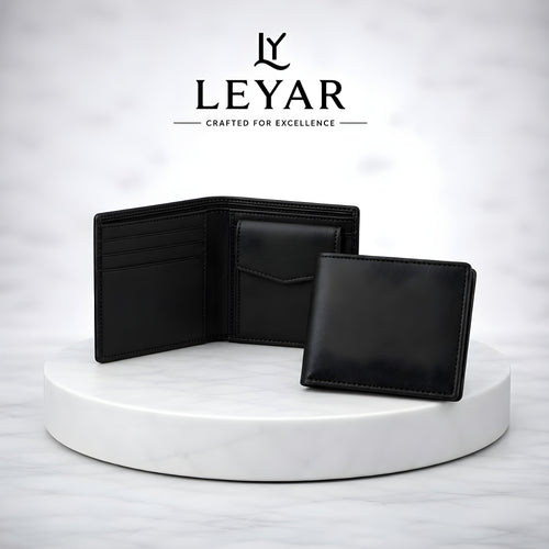 LEYAR Genuine Leather Bi-Fold Wallet for Men with Coin Pocket, Zip Pocket & Premium Gift Box