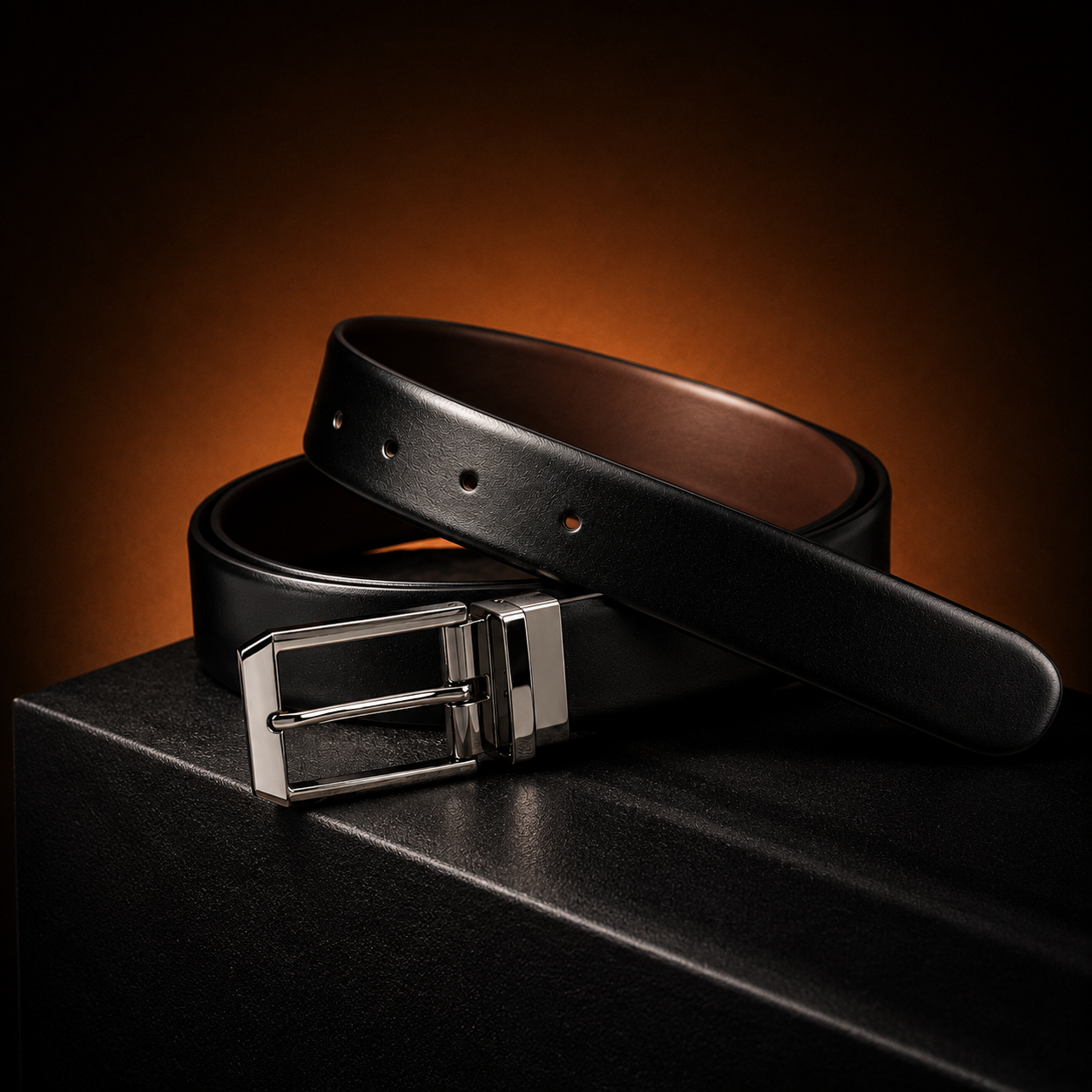 LEYAR Premium Reversible Black & Brown Leather Belt – Rotating Buckle