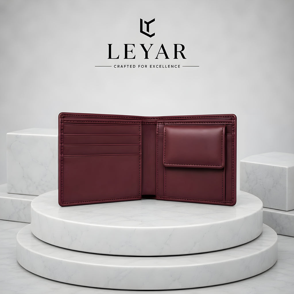 LEYAR Vintage Genuine Leather Bi-Fold Wallet for Men with Coin Pocket, Zip Pocket & Premium Gift Box