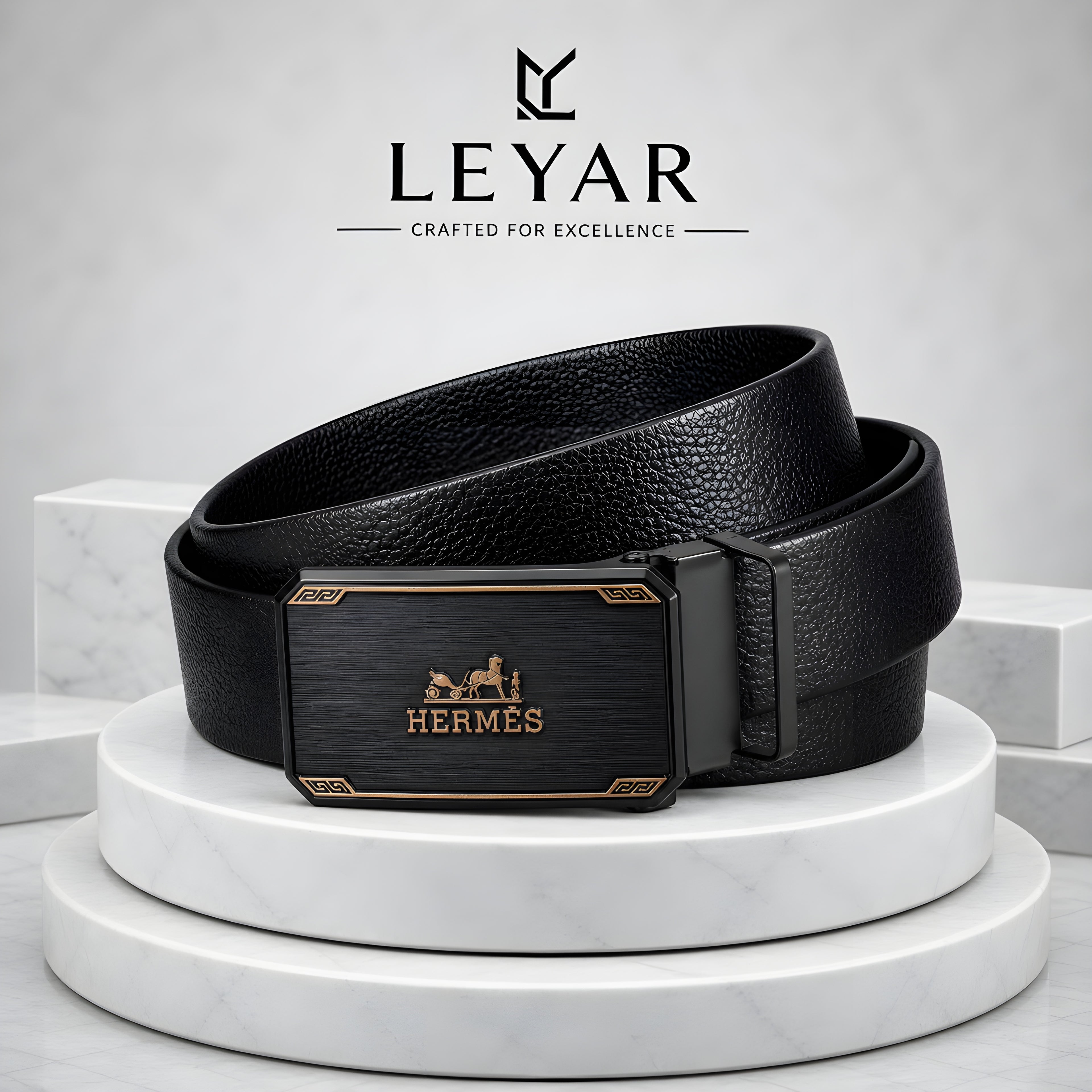 LEYAR Premium Automatic Lock Black Belt – Smart Ratchet Buckle