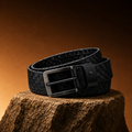 LEYAR Premium Textured Black Leather Belt