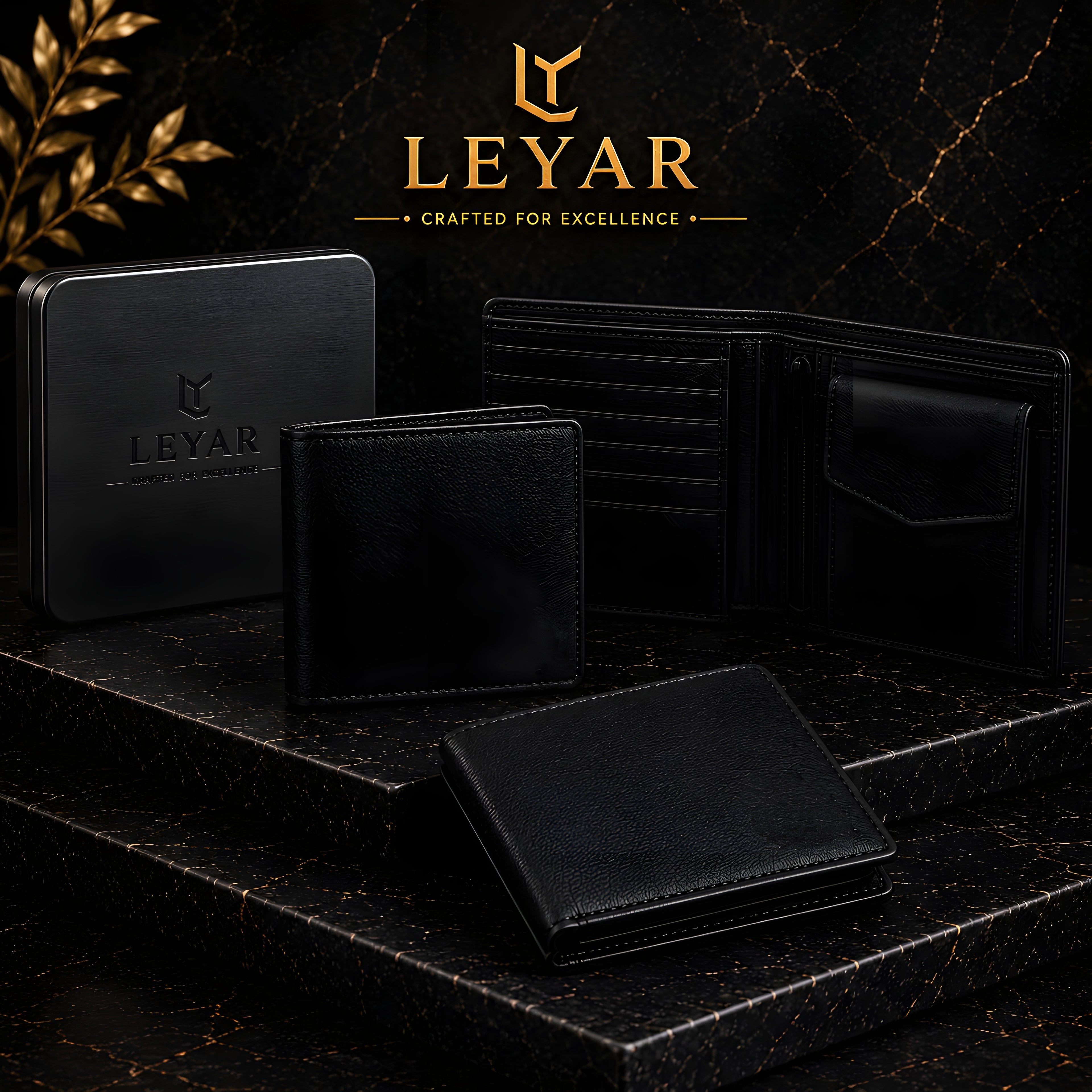 LEYAR Genuine Leather Bi-Fold Wallet for Men with Coin Pocket, Zip Pocket & Premium Gift Box