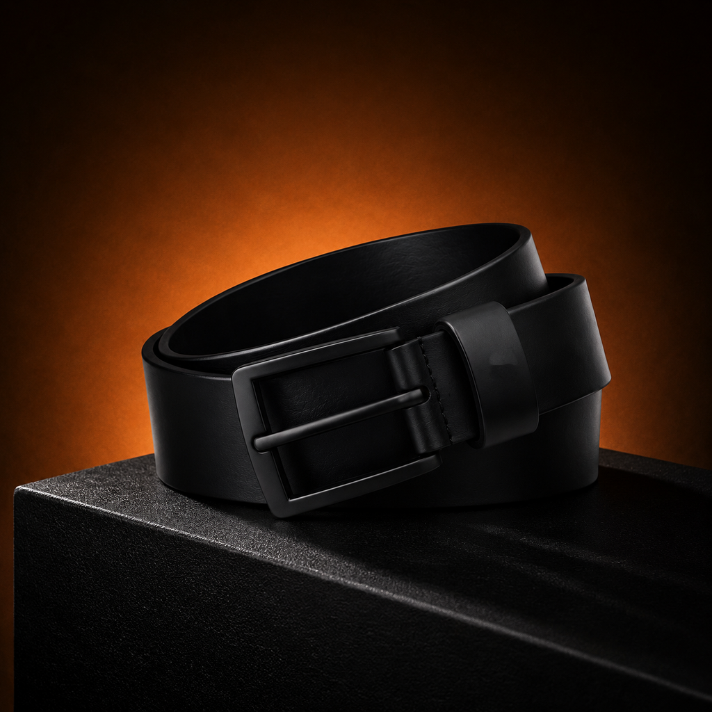LEYAR Premium Smooth Black Leather Belt – Matte Black Buckle