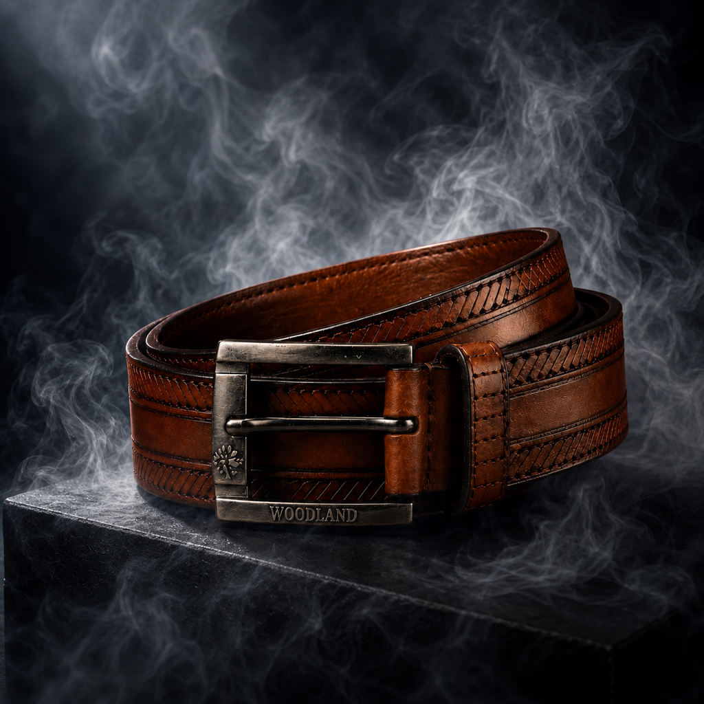 LEYAR Premium Textured Brown Leather Belt – Classic Metal Buckle