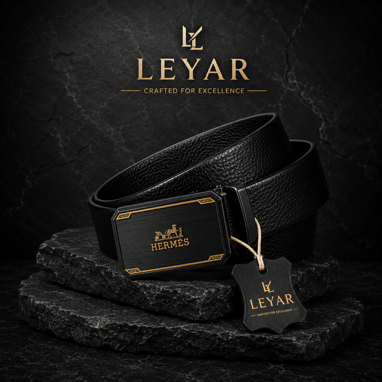 LEYAR Premium Automatic Lock Black Belt – Smart Ratchet Buckle