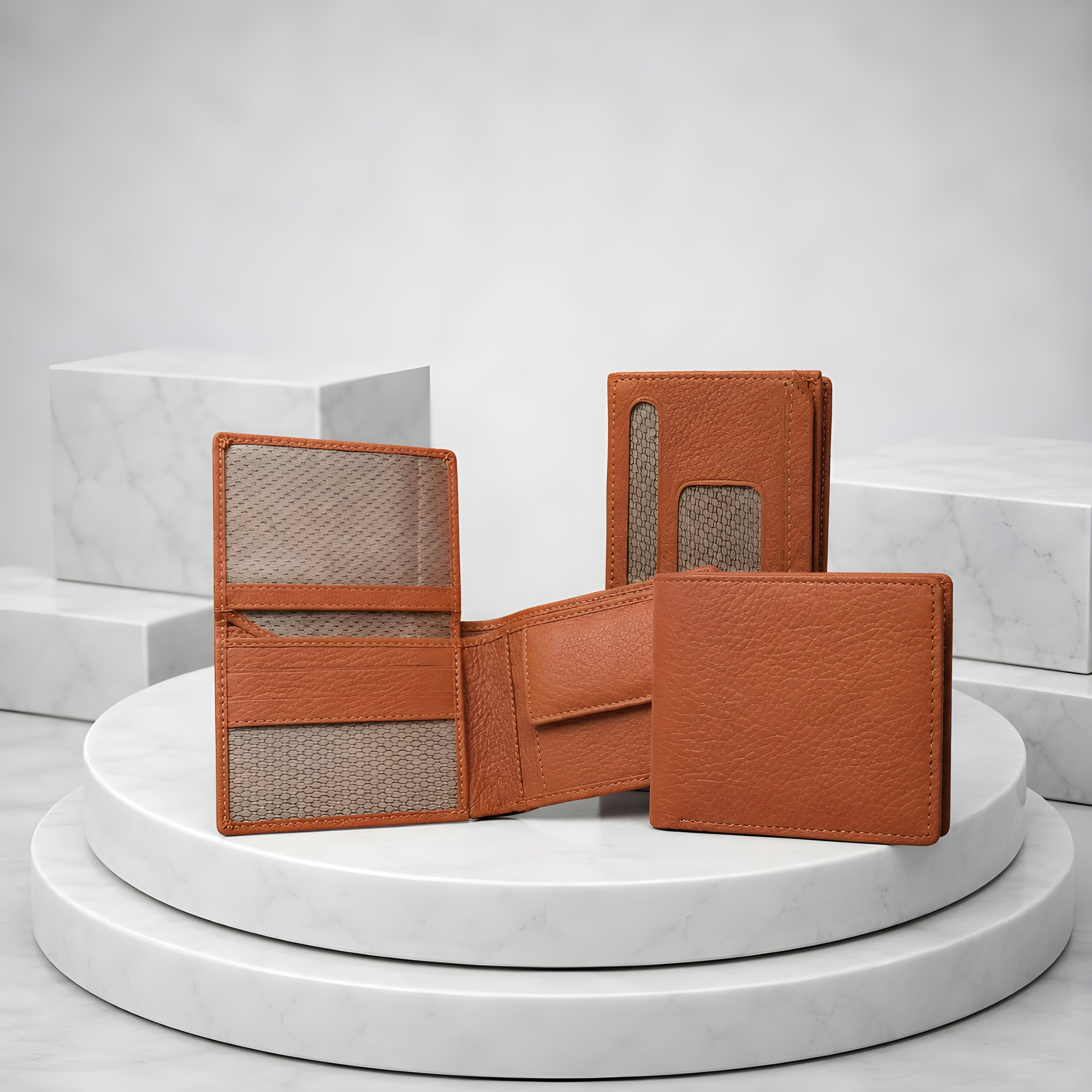 LEYAR Genuine Leather Bi-Fold Wallet for Men with Flip ID Window, Coin Pocket & Premium Gift Box | Tan Brown