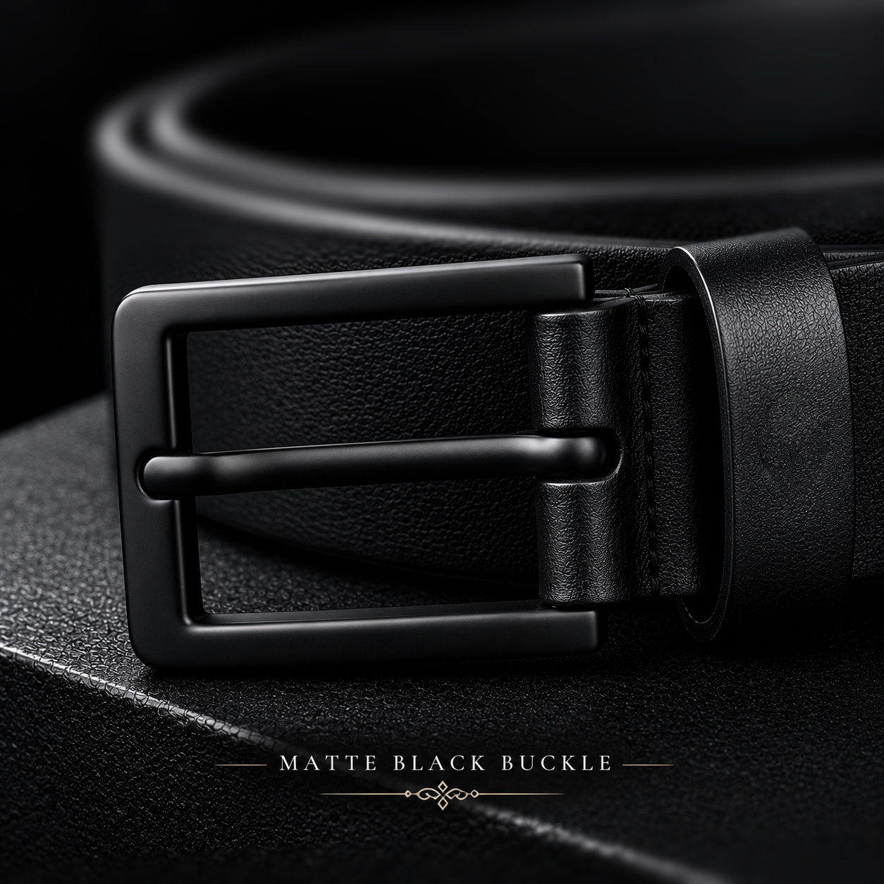 LEYAR Premium Smooth Black Leather Belt – Matte Black Buckle