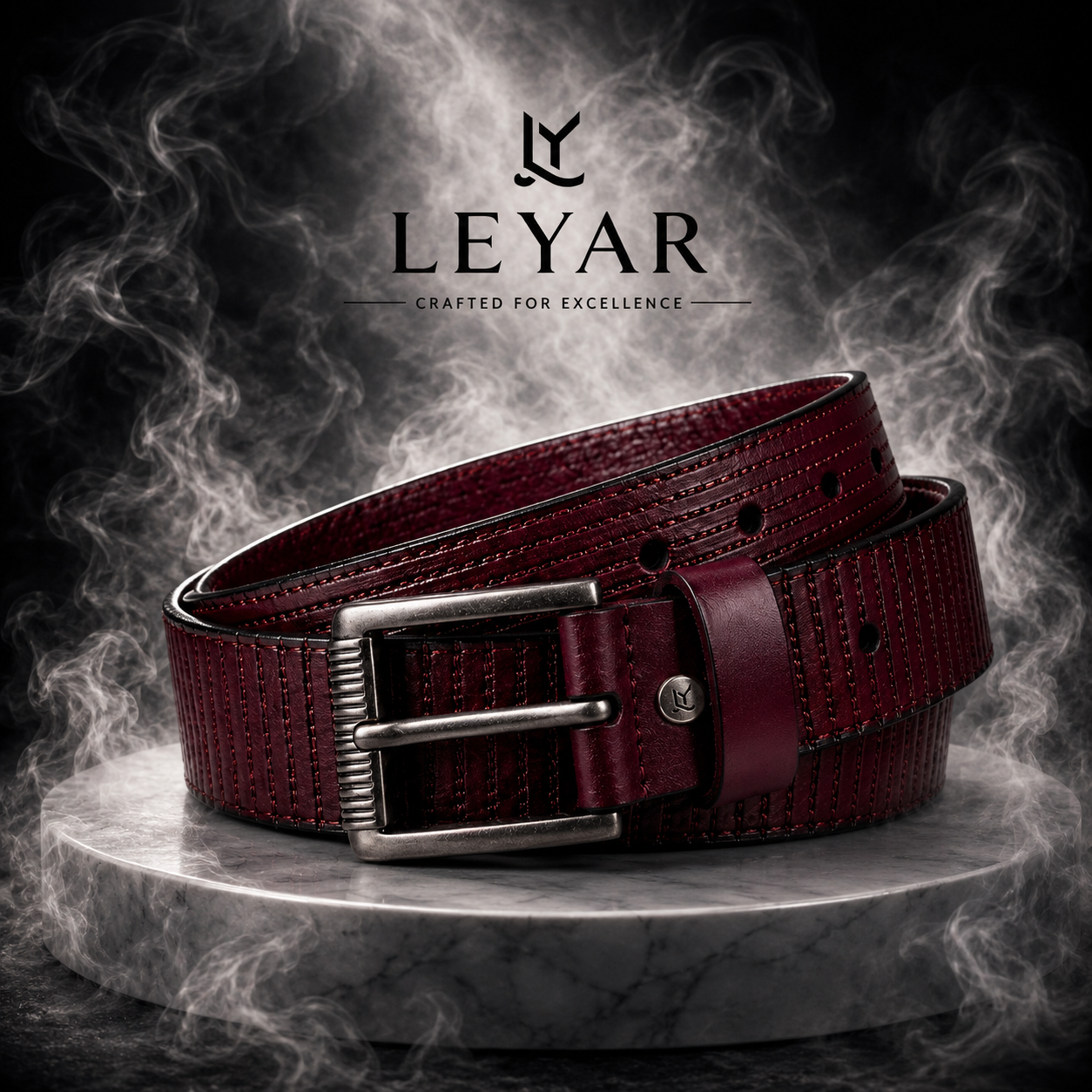 LEYAR Premium Textured Brown Leather Belt – Classic Pin Buckle