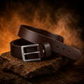 LEYAR Premium Smooth Brown Leather Belt – Classic Metal Timber Buckle
