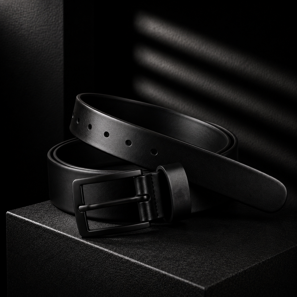 LEYAR Premium Smooth Black Leather Belt – Matte Black Buckle