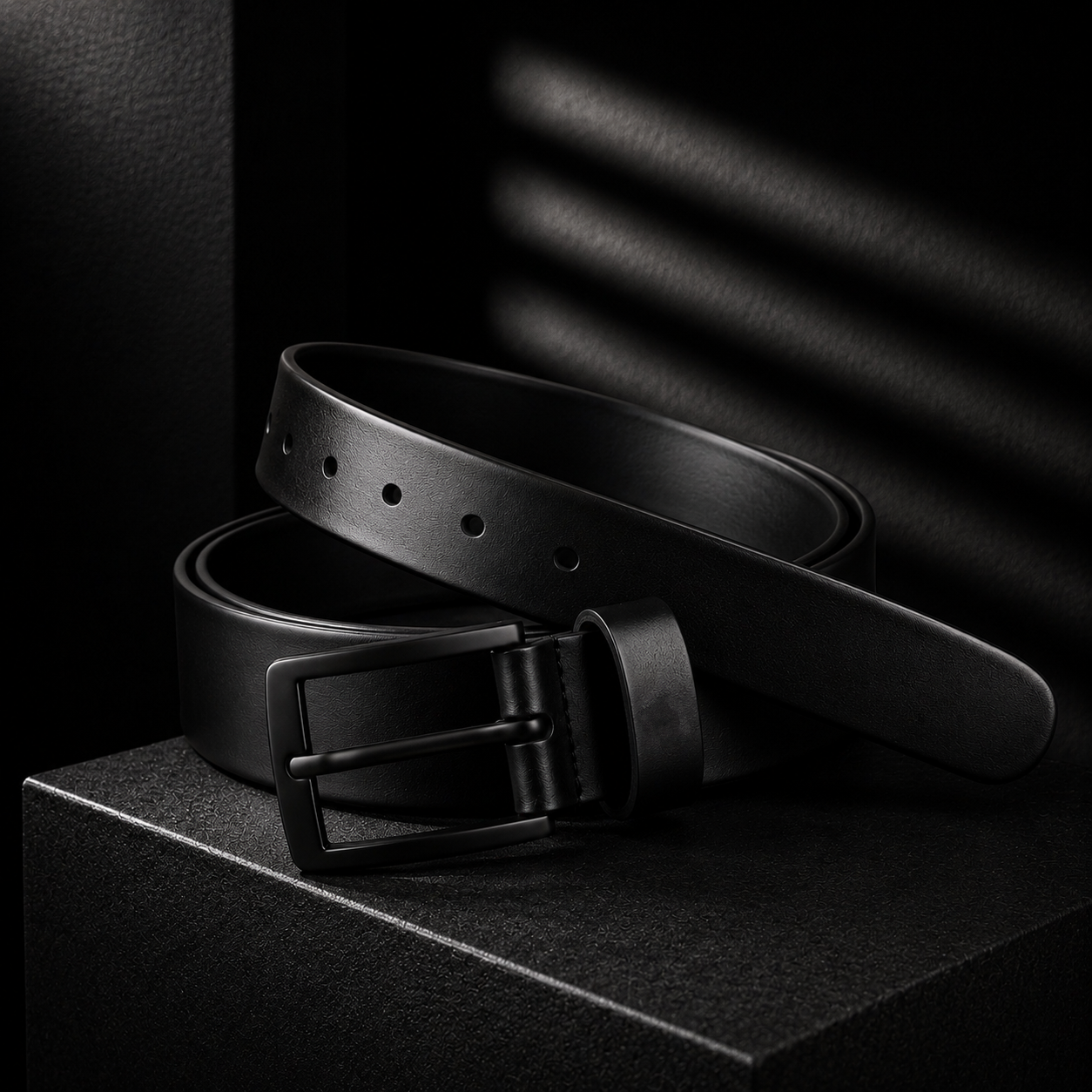 LEYAR Premium Smooth Black Leather Belt – Matte Black Buckle