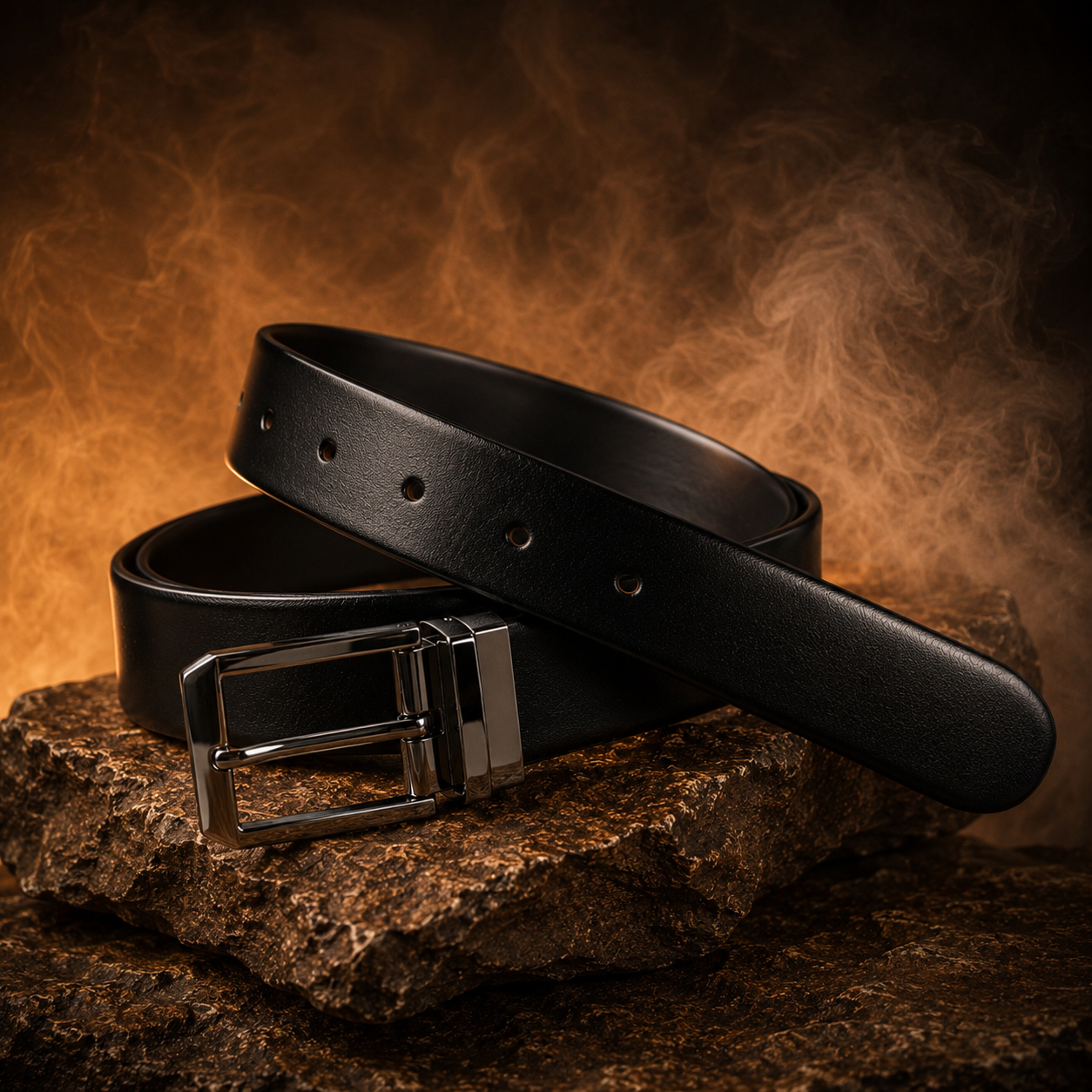 LEYAR Premium Reversible Black & Brown Leather Belt – Rotating Buckle