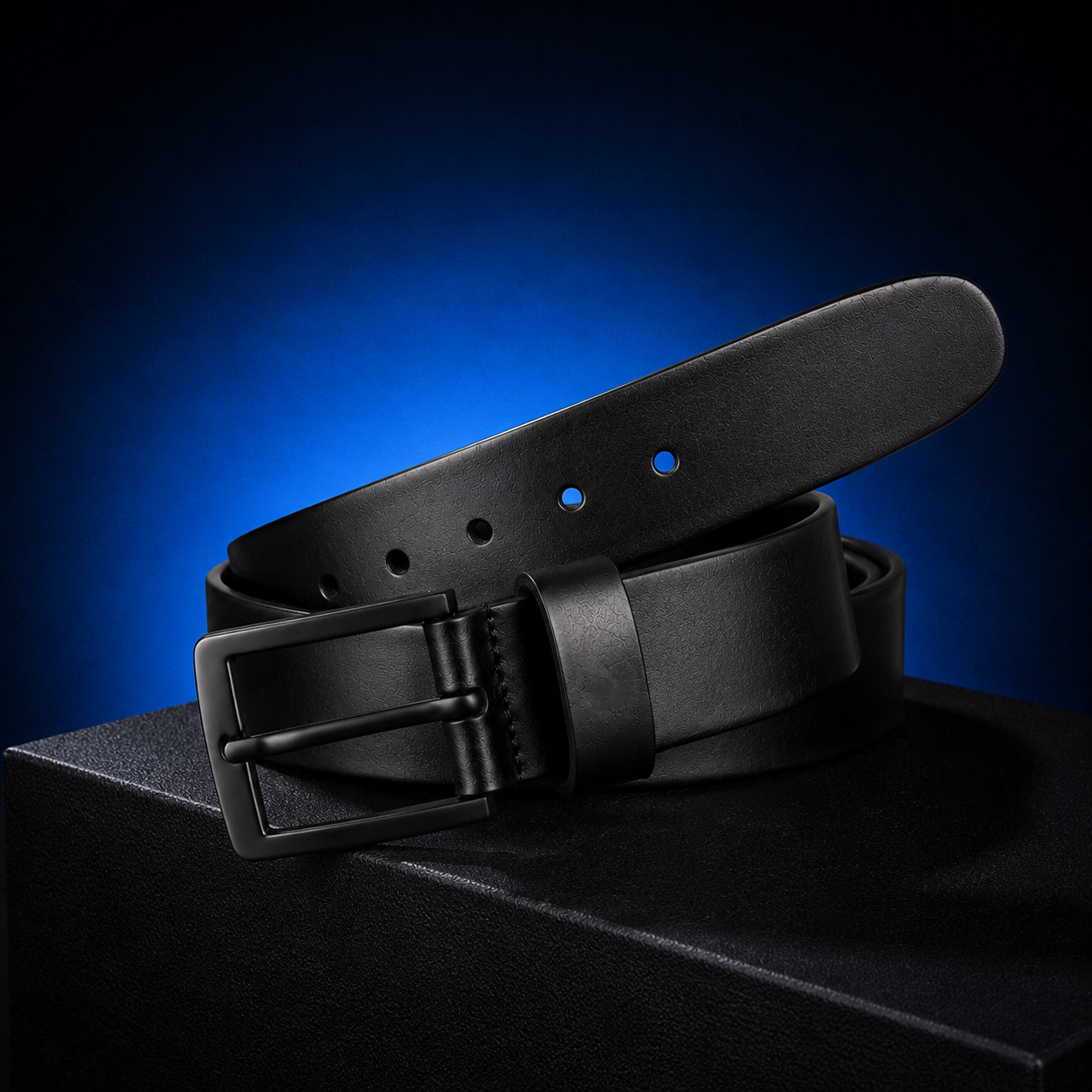 LEYAR Premium Smooth Black Leather Belt – Matte Black Buckle
