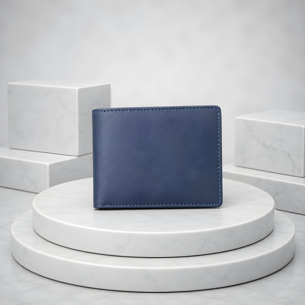LEYAR Genuine Leather Bi-Fold Wallet for Men | Coin Pocket, Multiple Card Slots & Premium Gift Box | Blue
