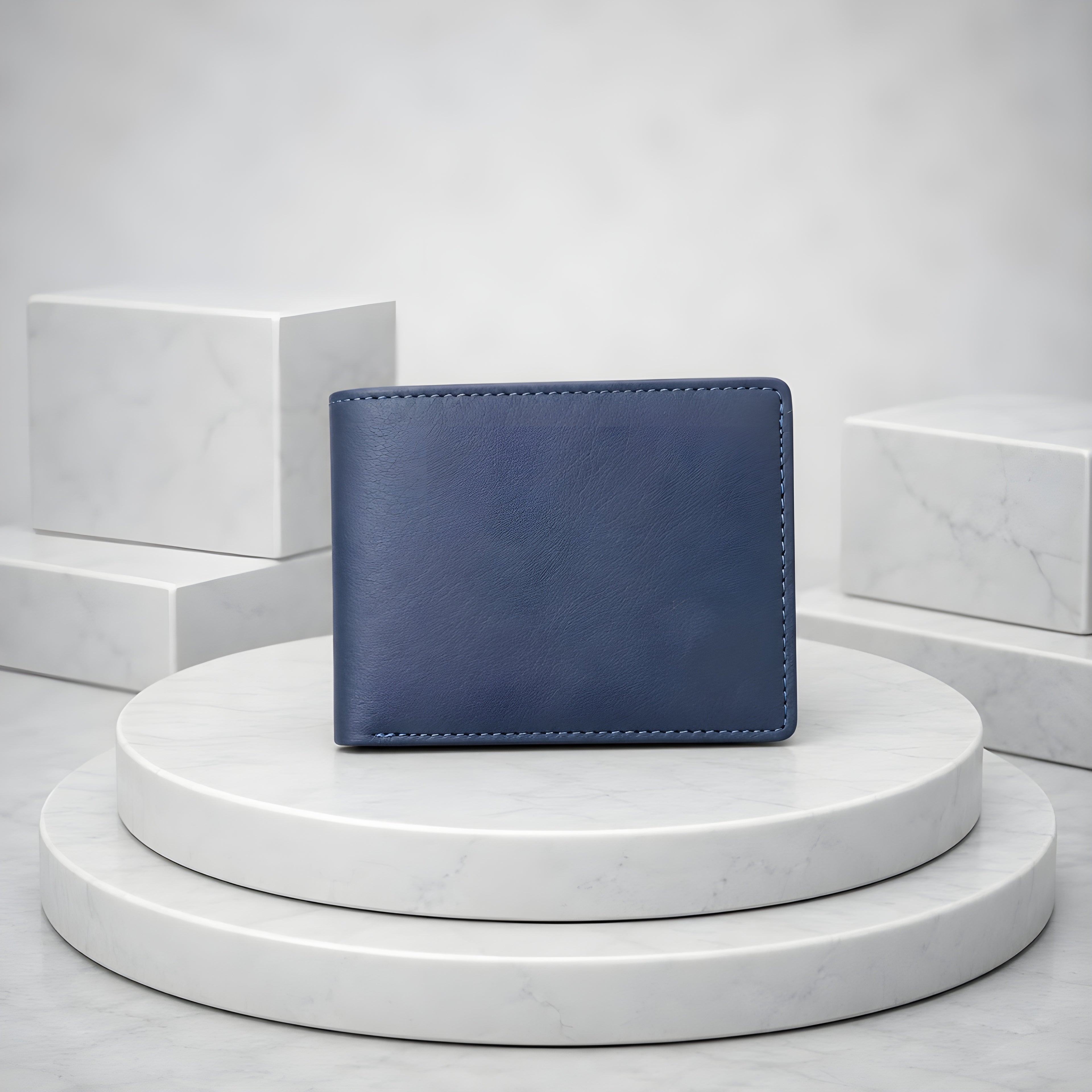 LEYAR Genuine Leather Bi-Fold Wallet for Men | Coin Pocket, Multiple Card Slots & Premium Gift Box | Blue