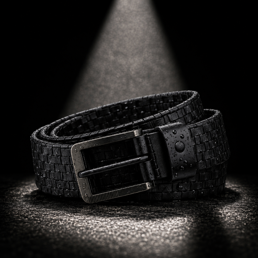 LEYAR Premium Textured Black Leather Belt