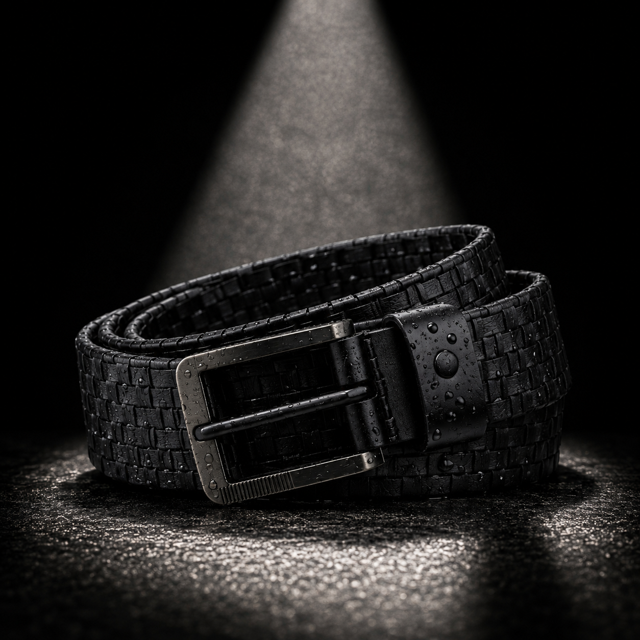 LEYAR Premium Textured Black Leather Belt
