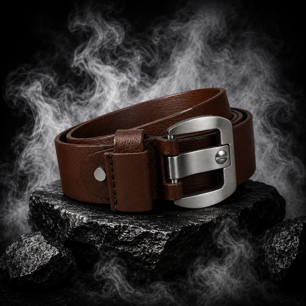 LEYAR Premium Brown Genuine Leather Belt – Classic Metal Buckle