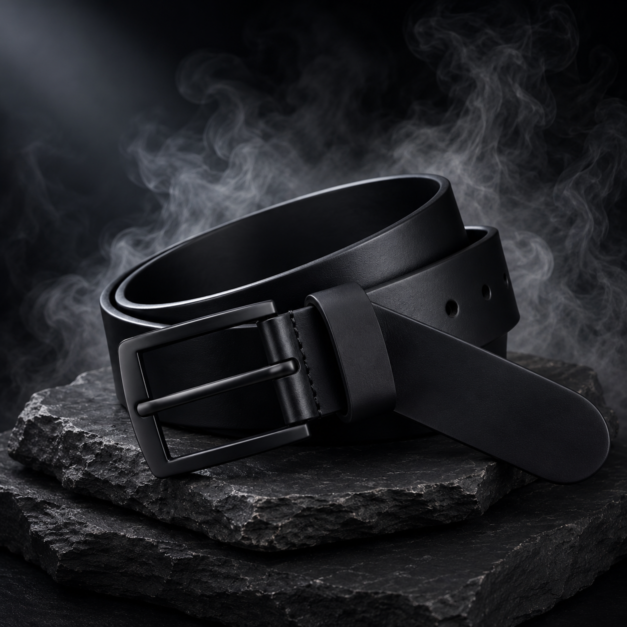 LEYAR Premium Smooth Black Leather Belt – Matte Black Buckle
