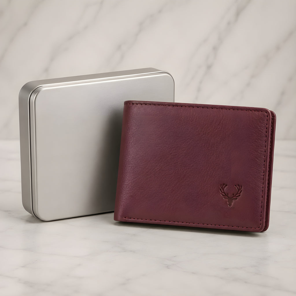 LEYAR Vintage Genuine Leather Bi-Fold Wallet for Men with Coin Pocket, Zip Pocket & Premium Gift Box