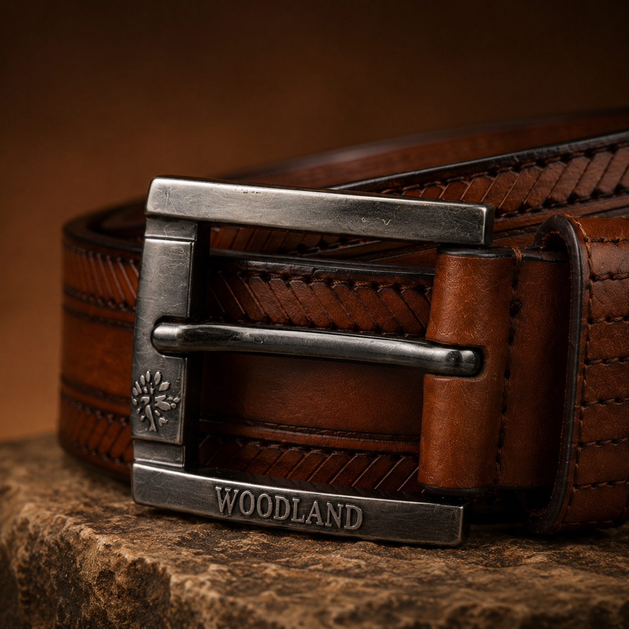 LEYAR Premium Textured Brown Leather Belt – Classic Metal Buckle