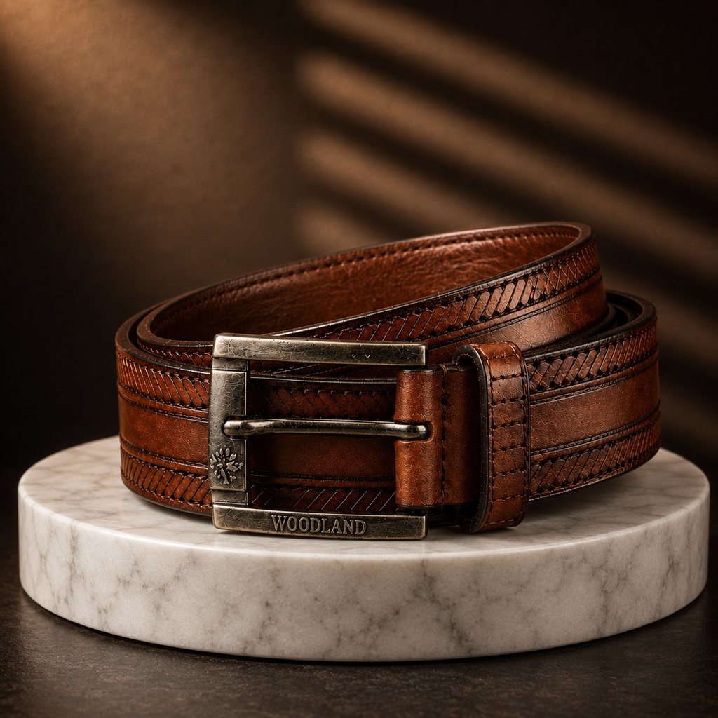 LEYAR Premium Textured Brown Leather Belt – Classic Metal Buckle