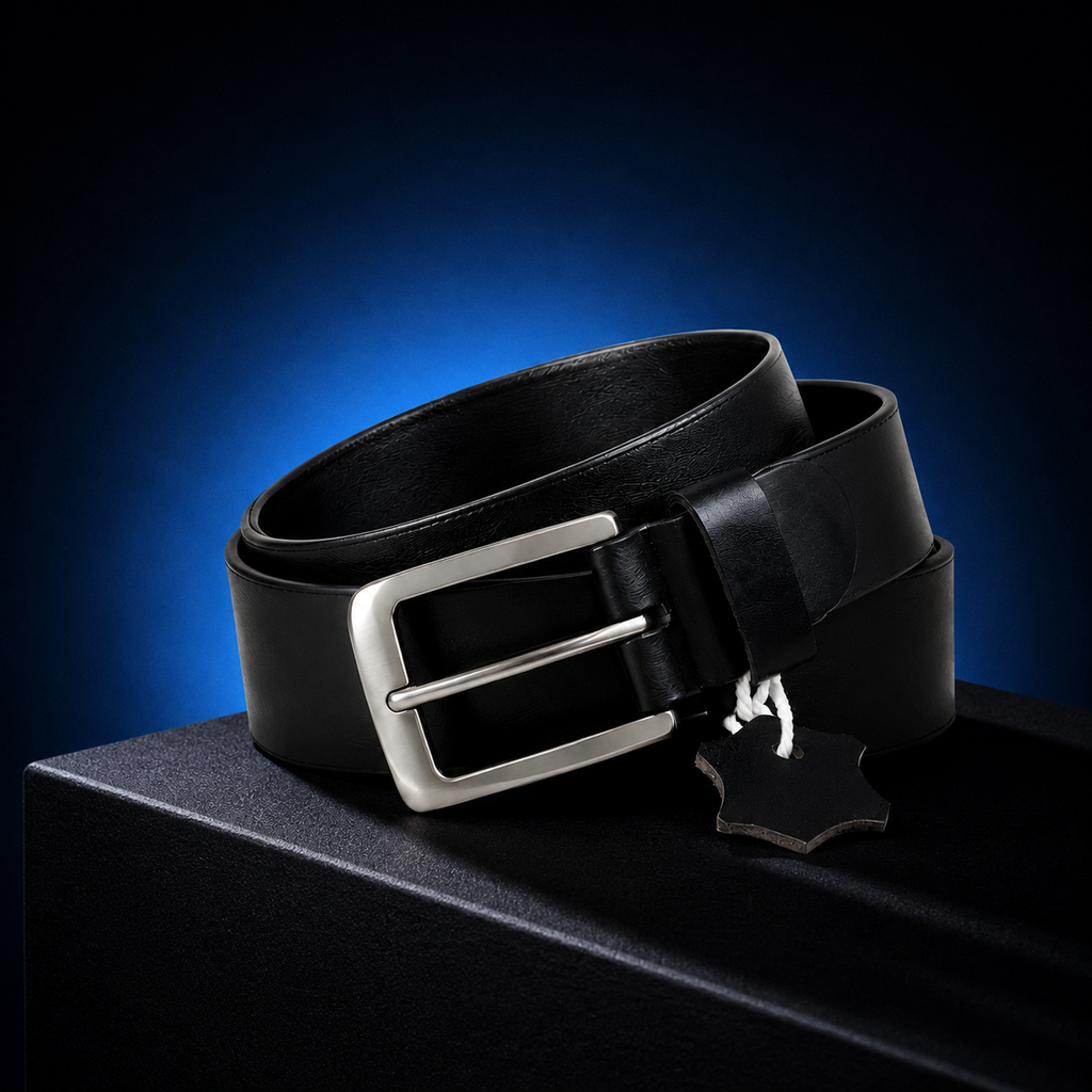LEYAR Premium Black Leather Belt – Classic Textured Finish