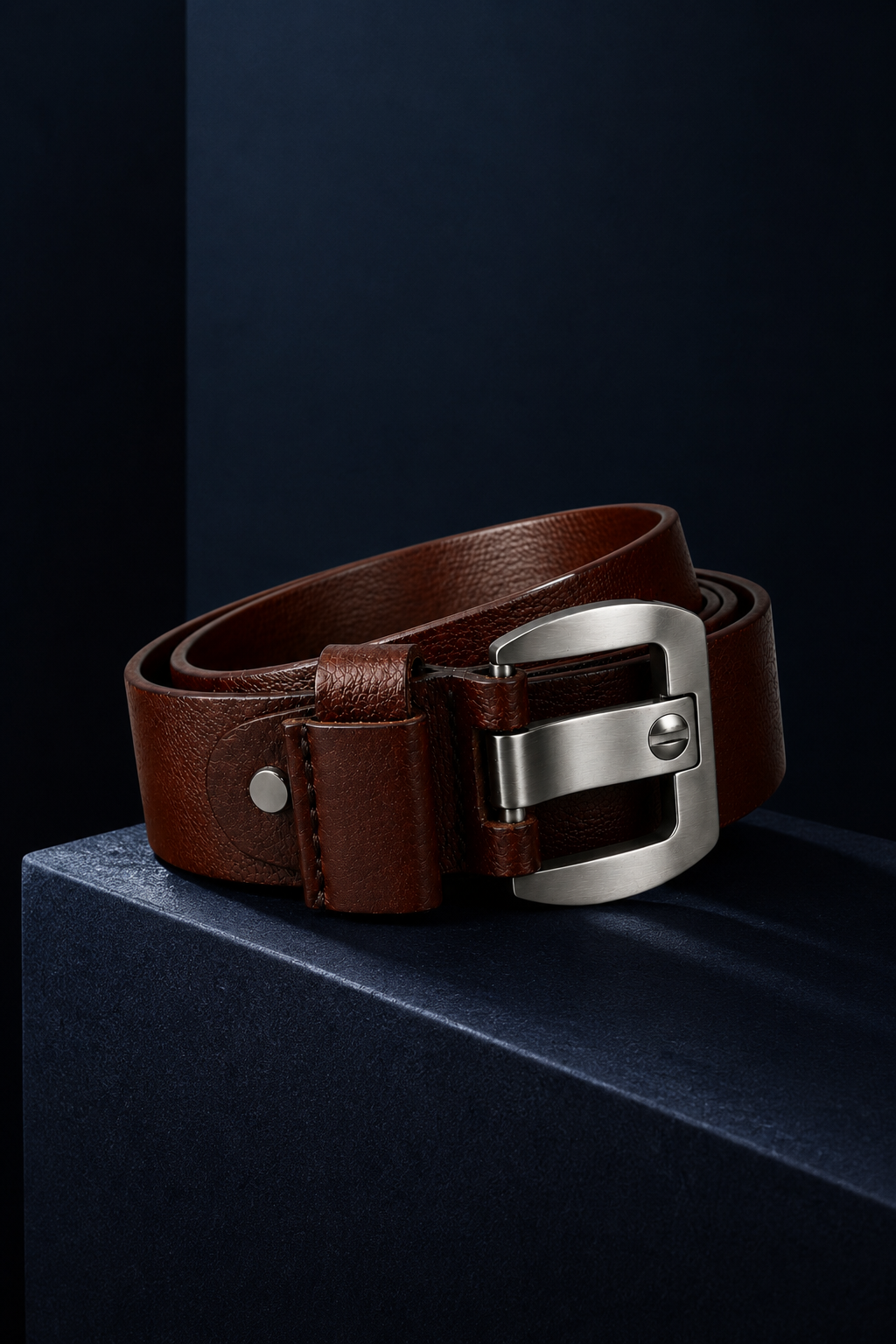LEYAR Premium Brown Genuine Leather Belt – Classic Metal Buckle