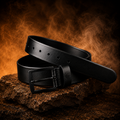 LEYAR Premium Smooth Black Leather Belt – Matte Black Buckle