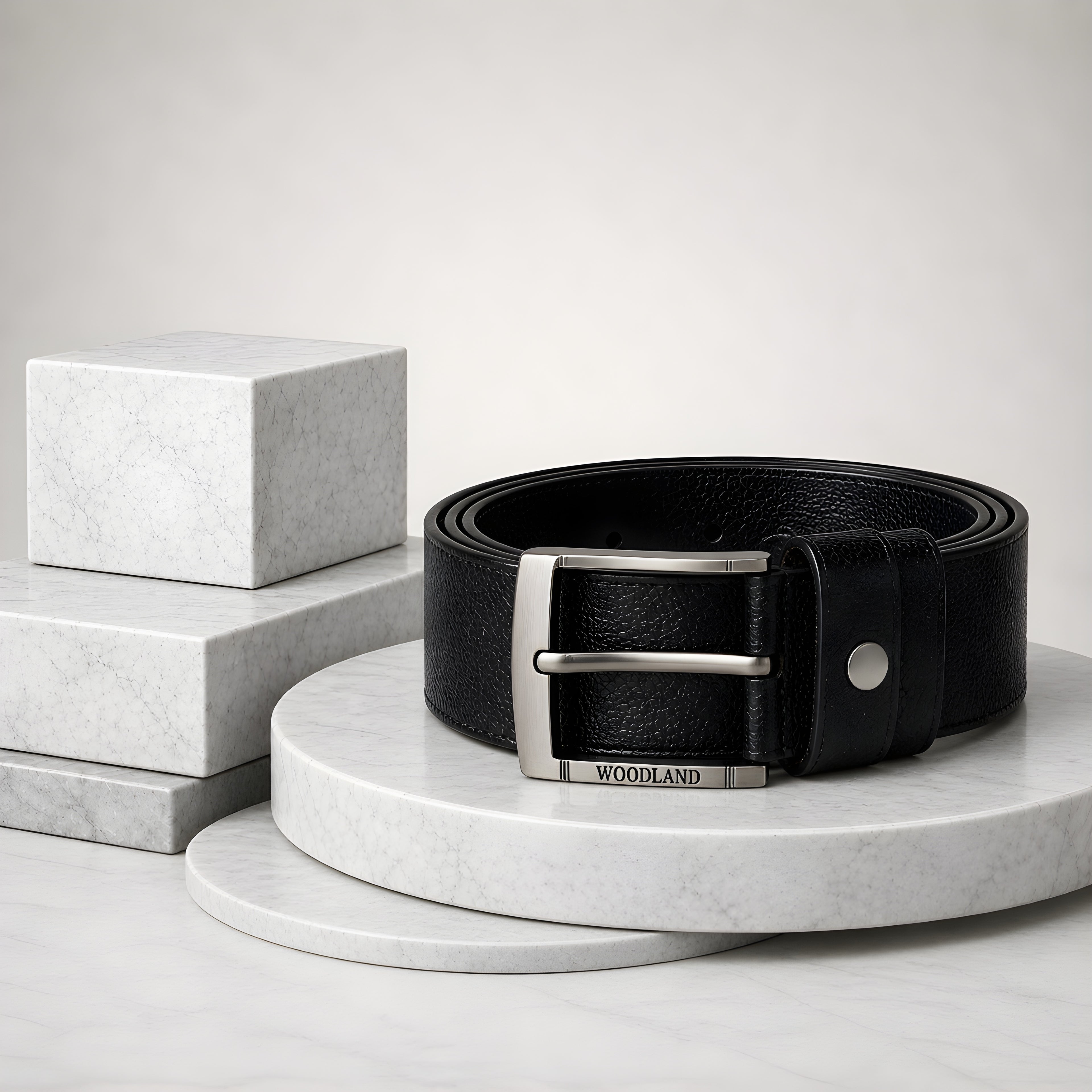 LEYAR Premium Textured Black Leather Belt – Classic Metal Buckle