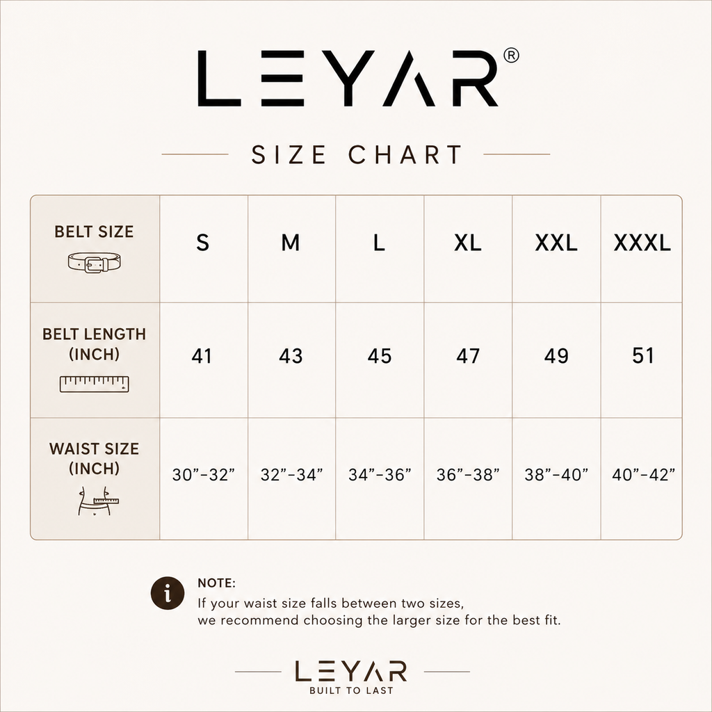 LEYAR Premium Genuine Leather Belt for Men | Durable Metal Buckle | Everyday Wear