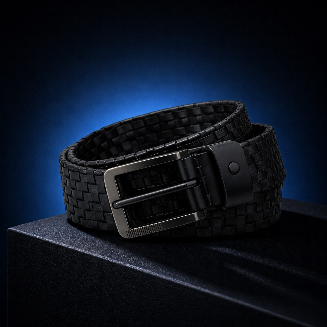 LEYAR Premium Textured Black Leather Belt