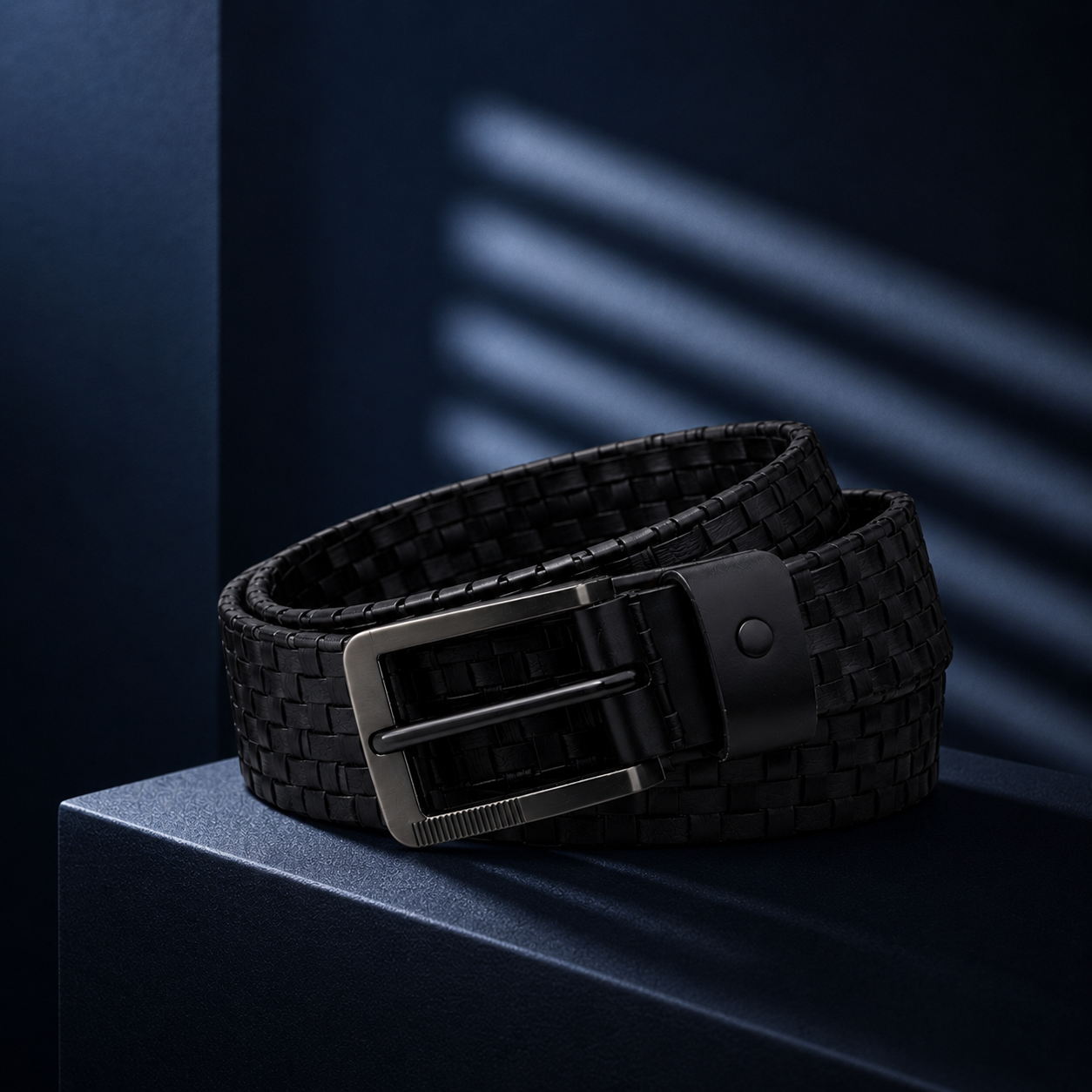LEYAR Premium Textured Black Leather Belt