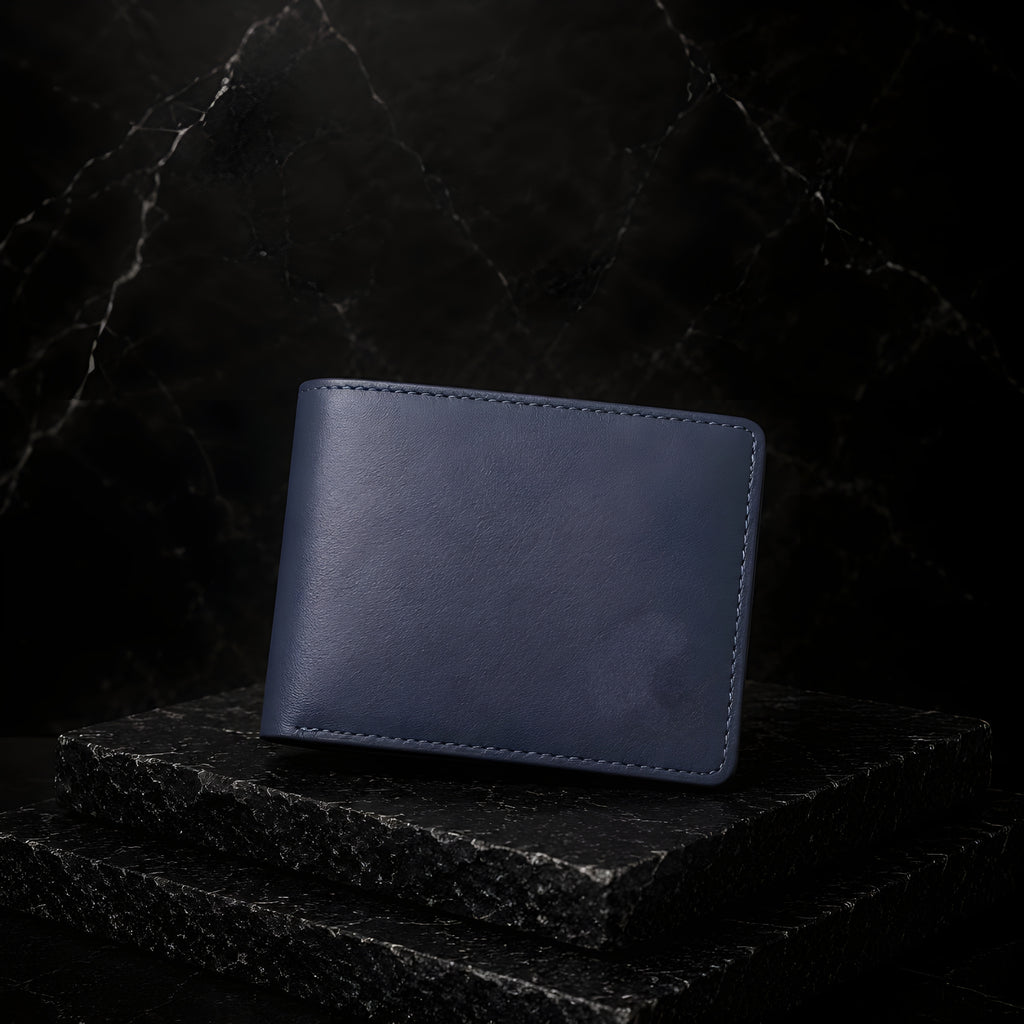 LEYAR Genuine Leather Bi-Fold Wallet for Men | Coin Pocket, Multiple Card Slots & Premium Gift Box | Blue