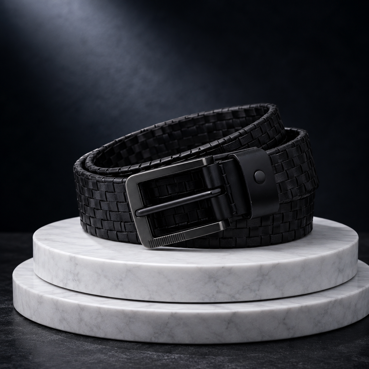 LEYAR Premium Textured Black Leather Belt