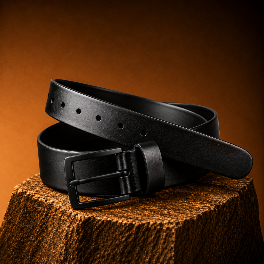 LEYAR Premium Smooth Black Leather Belt – Matte Black Buckle