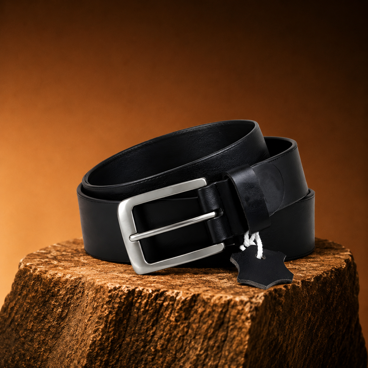 LEYAR Premium Black Leather Belt – Classic Textured Finish