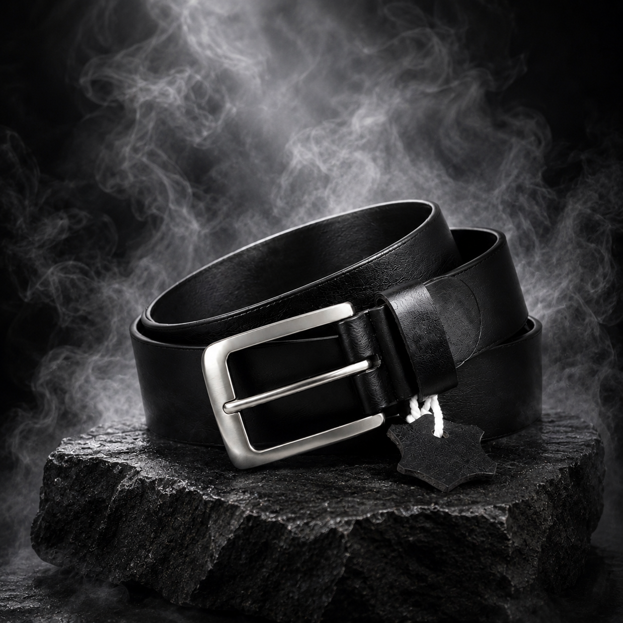 LEYAR Premium Black Leather Belt – Classic Textured Finish