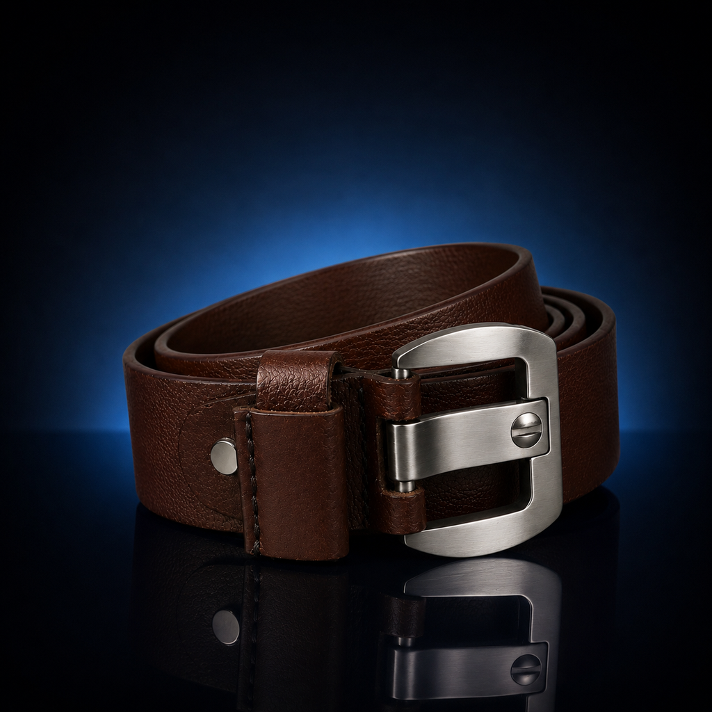 LEYAR Premium Brown Genuine Leather Belt – Classic Metal Buckle