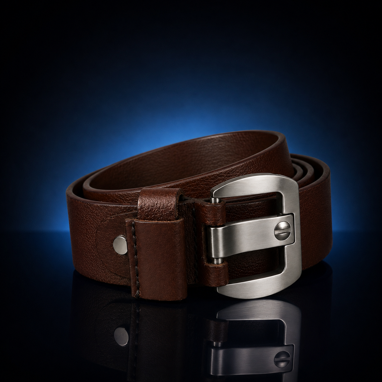 LEYAR Premium Brown Genuine Leather Belt – Classic Metal Buckle
